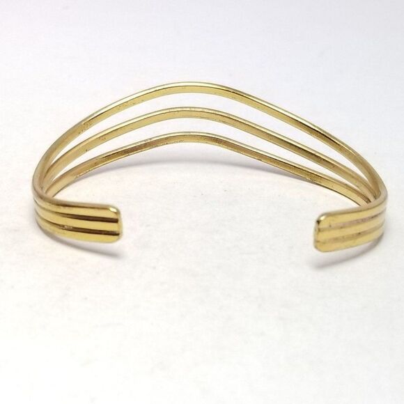 Vintage Sergio Lub California Gold Tone Cuff Bangle Bracelet Layered Wave Design - Picture 3 of 6